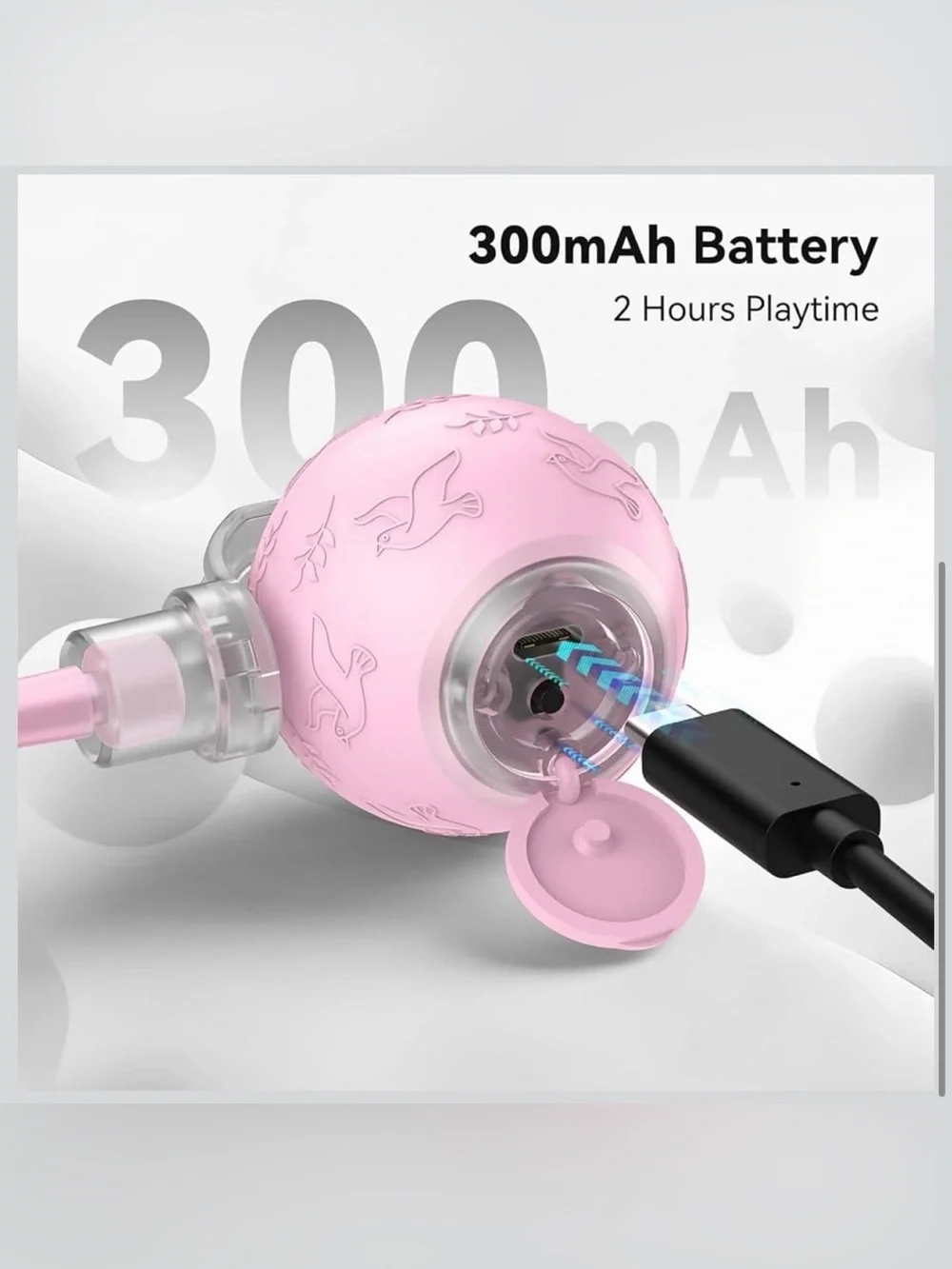 Pink LED Cat Teaser Ball - Rechargeable Interactive Toy